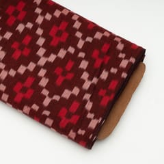 Maroon with Multi Color Cotton Ikat Fabric