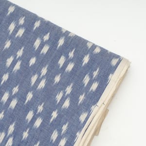 Blue with White Color Cotton Ikat Fabric