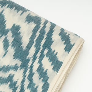 Sage with White Color Pure Cotton Ikat Fabric