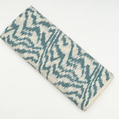Sage with White Color Pure Cotton Ikat Fabric