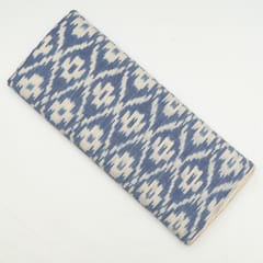 Blue with White Color Cotton Ikat Fabric