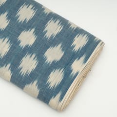 Blue with White Cotton Ikat Fabric