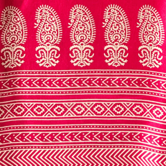 Hot Pink With Cream Floral Printed Mashru Silk Fabric