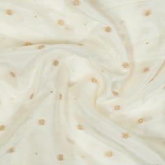 White Dyeable Dola Silk Jacquard Fabric