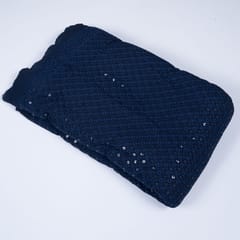Navy Blue Color Rayon Chikan Fabric(2 Meter Piece)