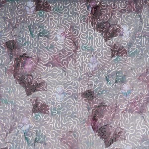 Wine Color Organza Print with Embroidered Fabric