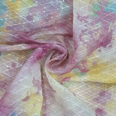 Multi Color Organza Print with Embroidered Fabric