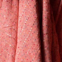 Pink Color Pure Viscose Georgette Bandhej Print with Embroidered Fabric