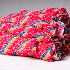 Pink Color Chinon Bandhej Crushed Printed Fabric