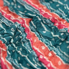 Blue Color Chinon Bandhej Crushed Printed Fabric