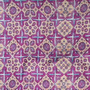 Purple & Yellow Color Modal Satin Geometrical Printed Fabric