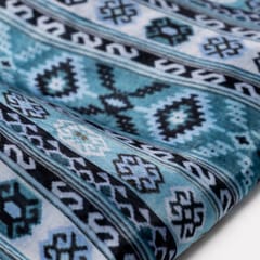 Blue Color Viscose Silk Geometric Printed Fabric
