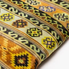 Yellow Color Viscose Silk Geometric Printed Fabric
