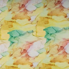 Yellow Color Crushed Satin Printed Fabric