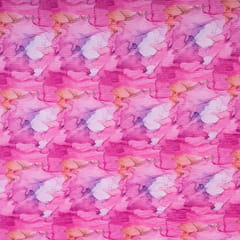 Pink Color Crushed Satin Printed Fabric