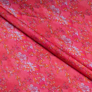 Pink Color Modal Satin Printed Fabric