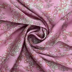 Pink Color Modal Satin Printed Fabric