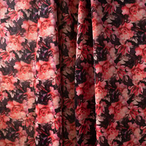 Red Color High Quality Velvet Printed Fabric