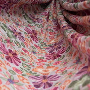 Lilac Color Pure Viscose Chinon Printed Fabric