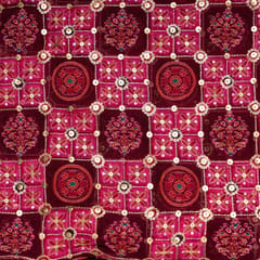 Maroon Color Viscose Organza Sequins Embroidered Fabric