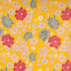 Yellow Color Velvet Print with Sequins Embroidered Fabric