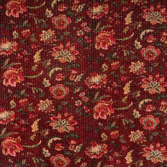 Maroon Color Velvet Print with Sequins Embroidered Fabric