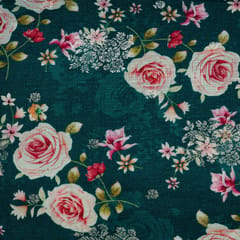 Green Color Viscose Dola Silk Printed Jacquard Fabric