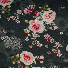 Grey Color Viscose Dola Silk Printed Jacquard Fabric