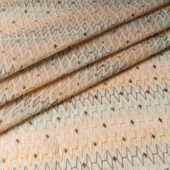 Cream Color Chanderi Zigzag Embroidered Fabric