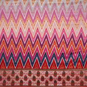 Pink Color Dola Silk Jacquard Positioned Printed Fabric