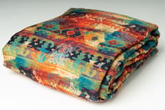 Multi Color Viscose Dola Silk Printed Jacquard Fabric