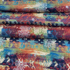 Multi Color Viscose Dola Silk Printed Jacquard Fabric