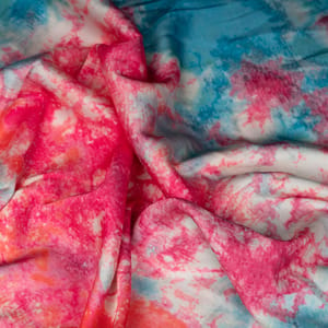 Multi Color Imported Satin Tie and Dye Printed Fabric