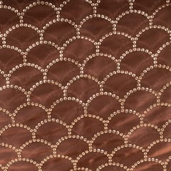 Brown Color Organza Golden Sequins Embroidered Fabric
