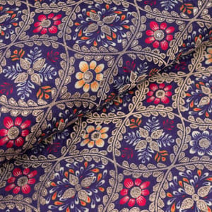 Purple Color Dola Silk Printed Fabric