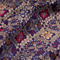 Purple Color Dola Silk Printed Fabric