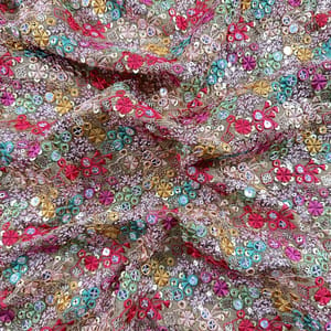 Multi Color Exclusive Chinon Embroidered Fabric