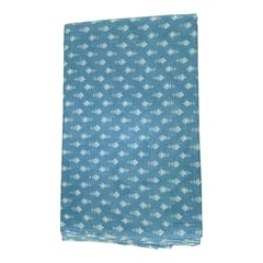 Light Blue With White Floral Printed Cotton Fabric