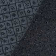 Black Color Georgette Chikan Embroidered Fabric (1.75Meter Piece)