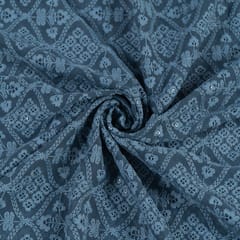 Dark Grey Color Georgette Chikan Embroidered Fabric (1.75Meter Piece)