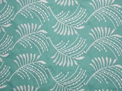 Teal Green Leaf Pattern Schiffli Embroidered Fabric