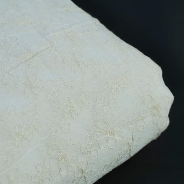 White Dyeable Georgette Chikan(50 Cm Piece)