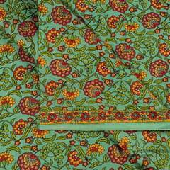 Pastel Green Cotton Block Printed Fabric (1.30Meter Piece)