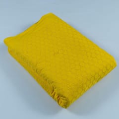 Yellow Color Cotton Chikan Embroidered Fabric (1Meter Piece)