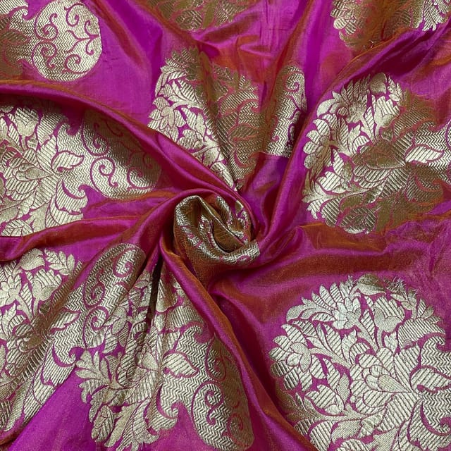 Pink Color Silk Zari Fabric