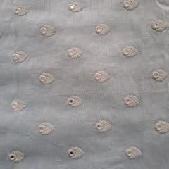 Sea Blue Color Mysor Silk Embroidered Fabric