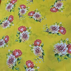 Yellow Color Crepe Printed Fabric