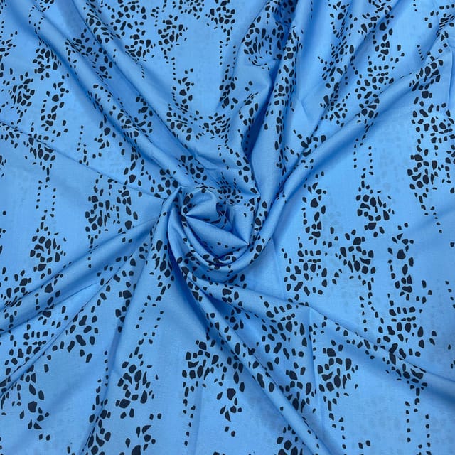 Light Blue Color Crepe Printed Fabric