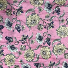 Pink Color Pure Chanderi Silk Printed Fabric