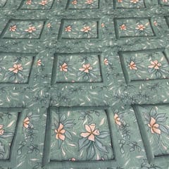 Green Color Muslin Printed Fabric